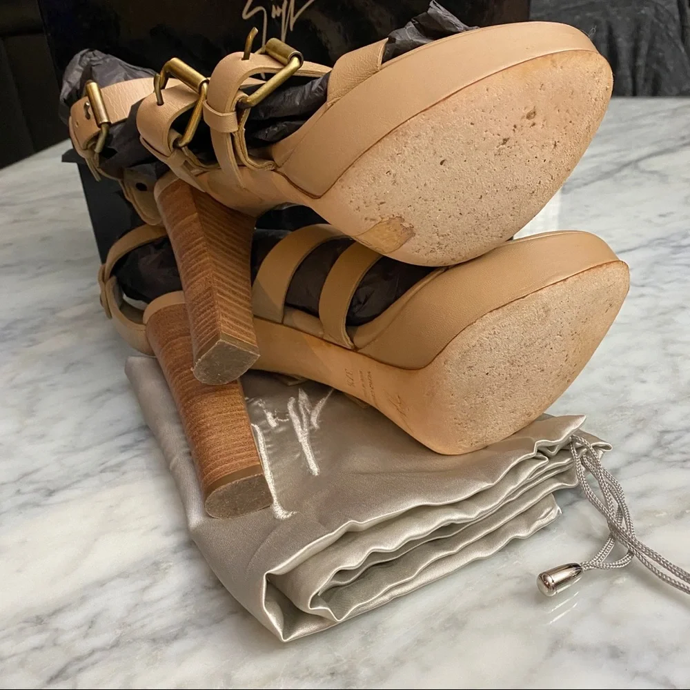 Giuseppe Zanotti Nude Beige Strappy Platform Sandals